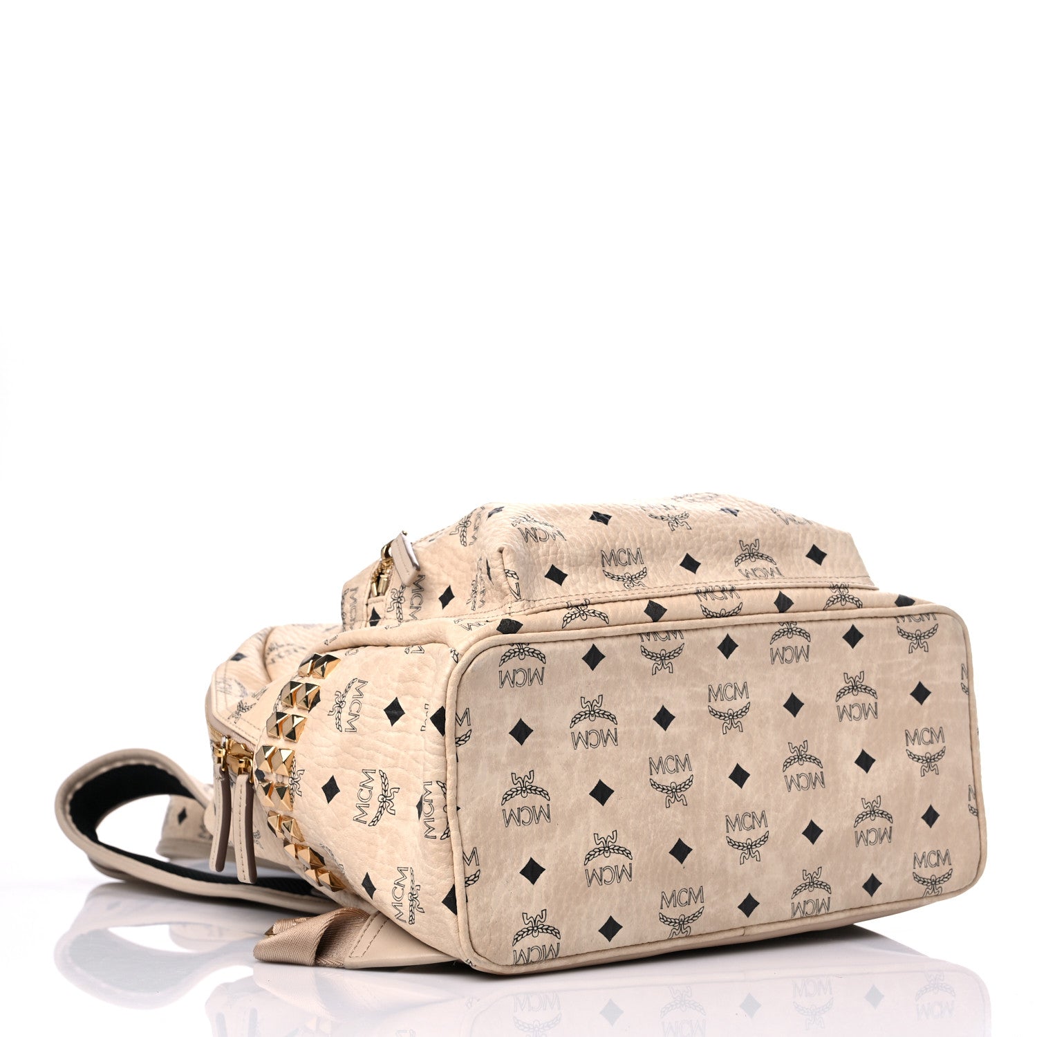 MCM Visetos Small Side Stud Stark Backpack Beige 4 of 10