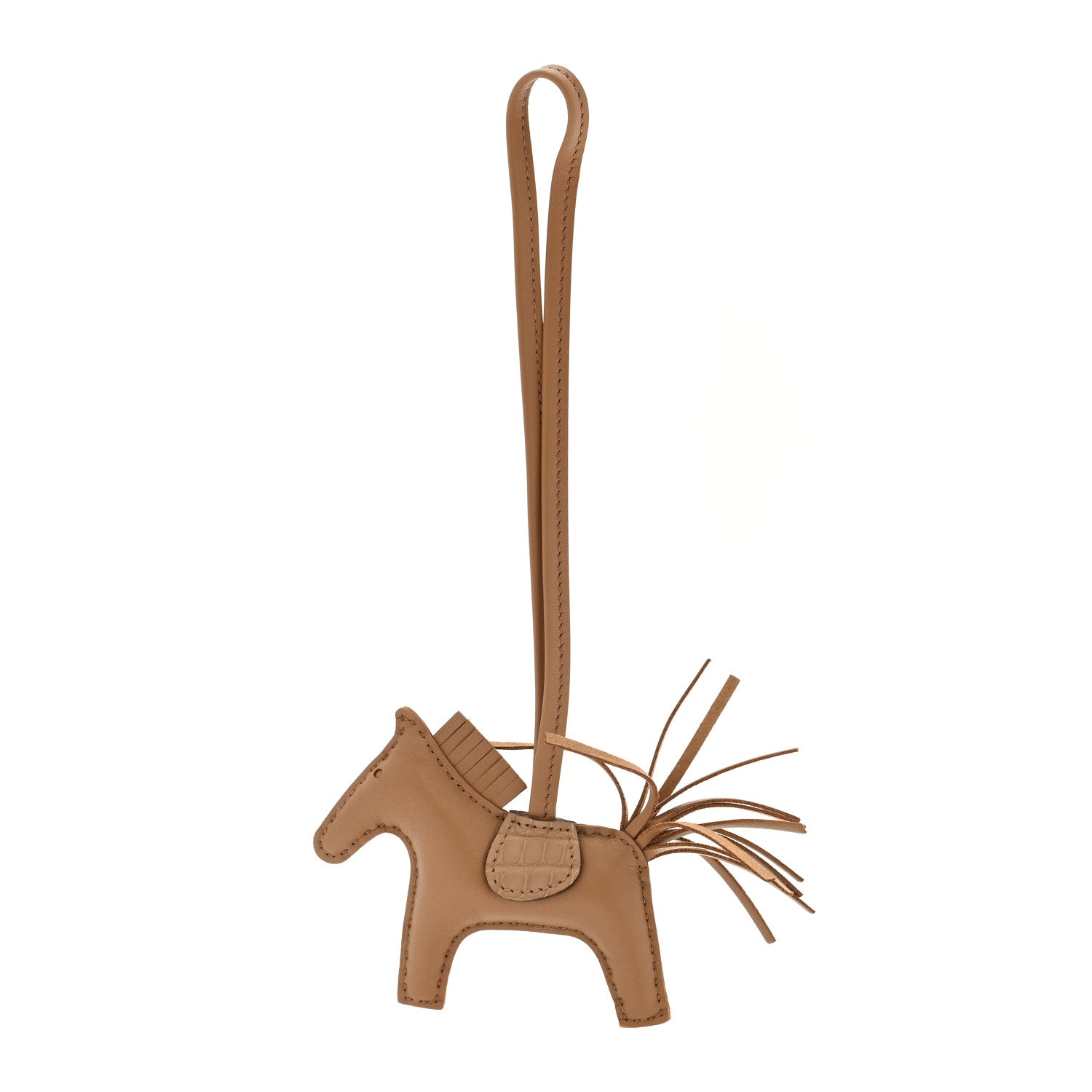 Hermes Milo Lambskin Matte Alligator Touch Grigri Rodeo Horse Bag Charm PM Chai 1 of 3
