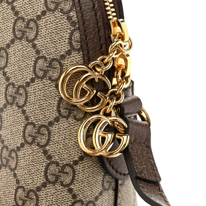 Gucci GG Supreme Monogram Textured Dollar Calfskin Web Small Ophidia Dome Shoulder Bag Beige Ebony New Acero 12 of 13