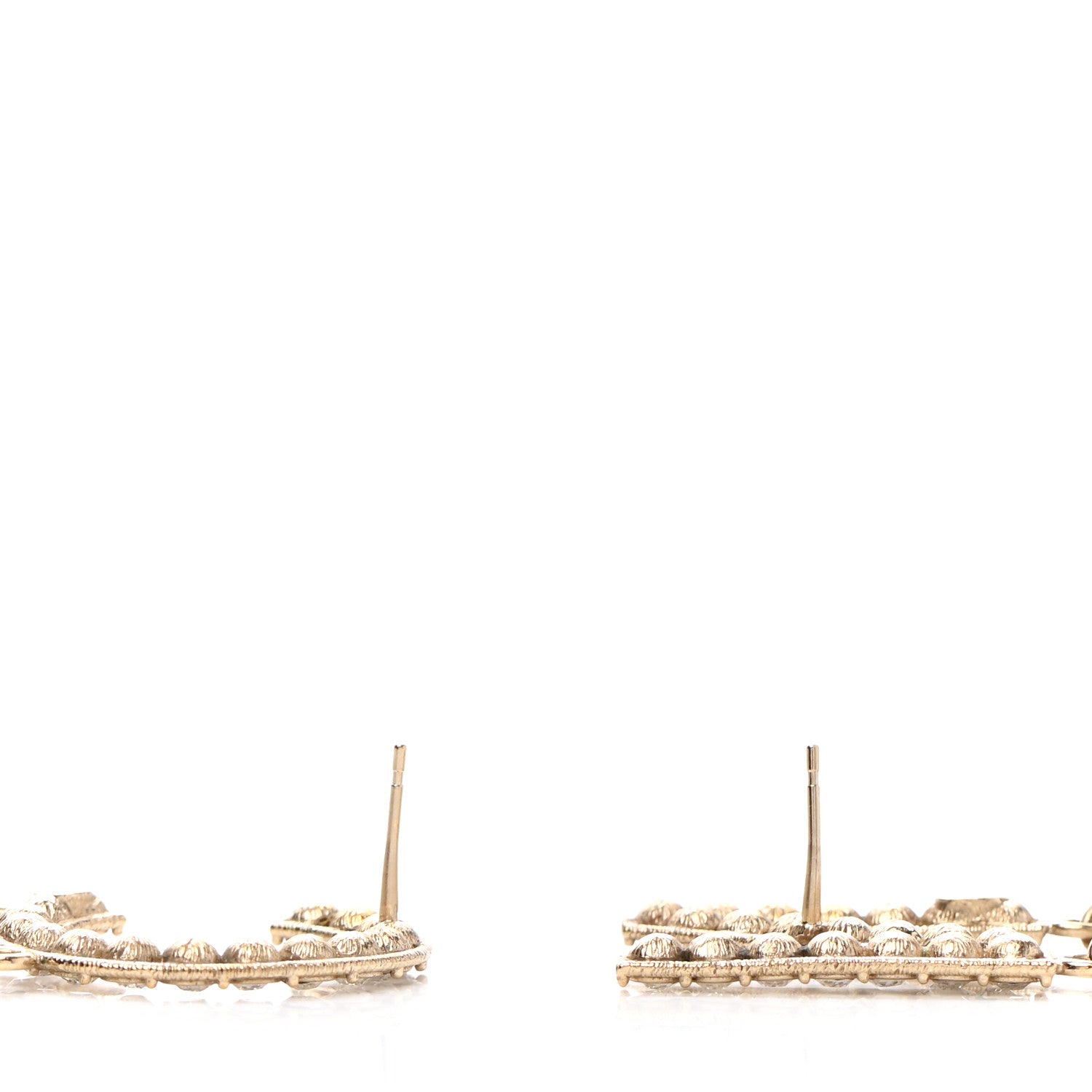 Chanel Crystal Cha-Nel Logo Drop Earrings Gold 3 of 4