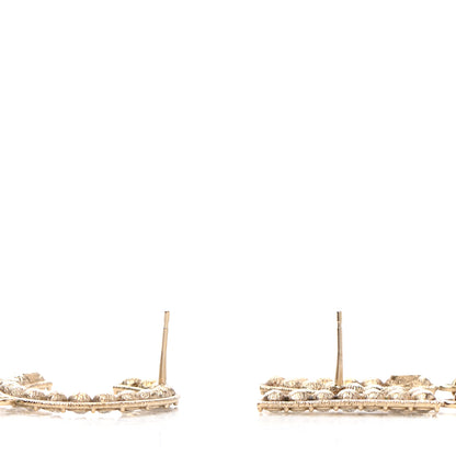 Chanel Crystal Cha-Nel Logo Drop Earrings Gold 3 of 4