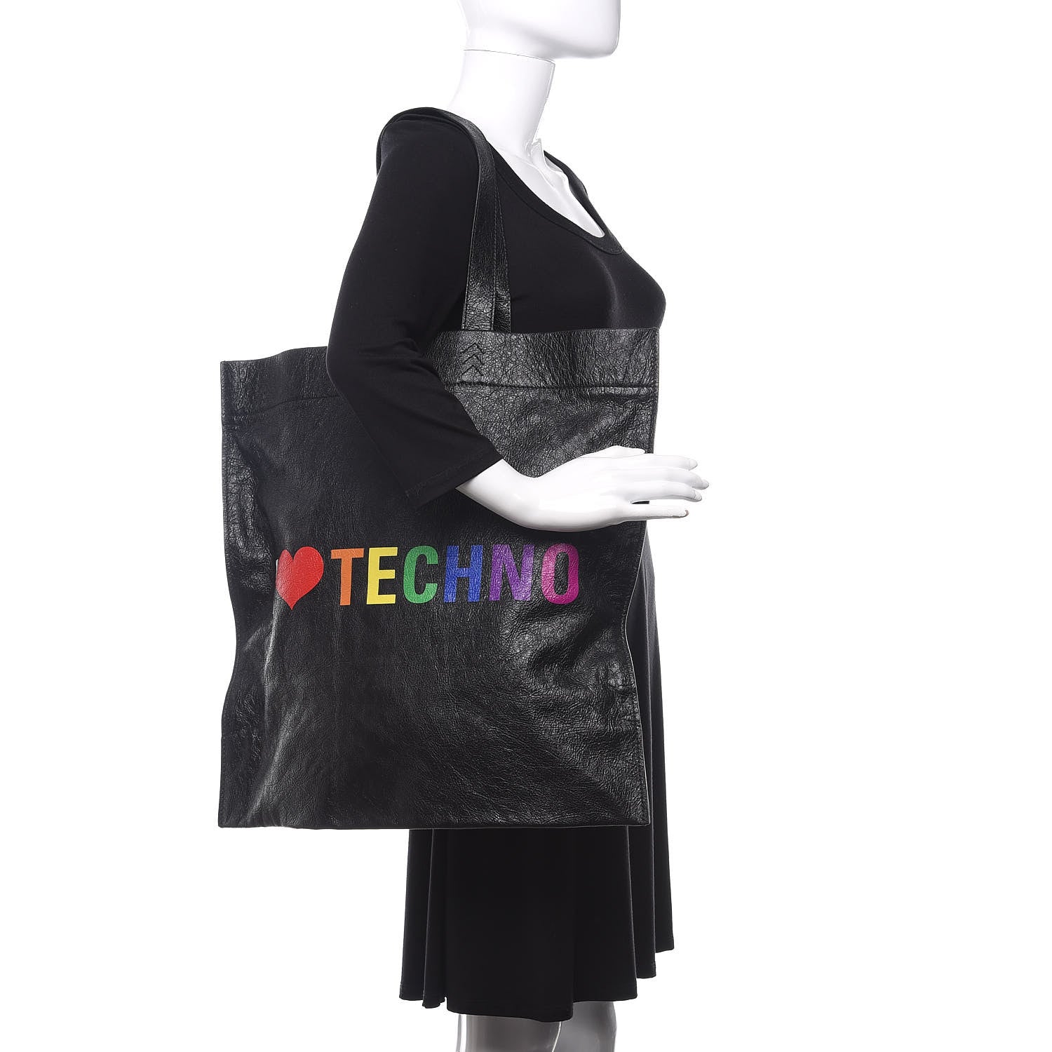 Balenciaga Agneau I Love Techno Supermarket Shopper L Black Multicolor 2 of 10