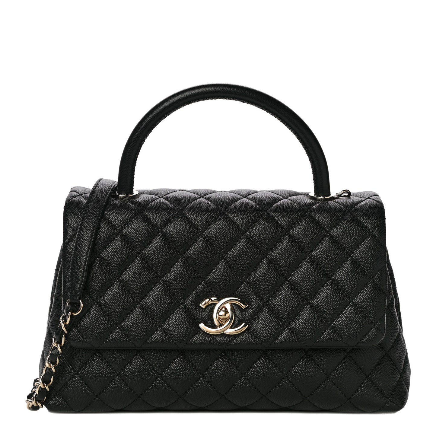 Caviar Quilted Small Coco Handle Flap Black