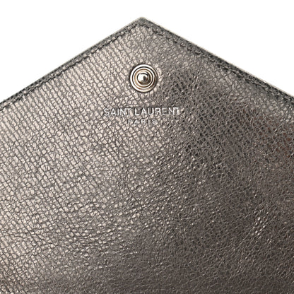 Saint Laurent Metallic Calfskin Mixed Matelasse Triquilt Monogram Chain Wallet Piombo 6 of 11