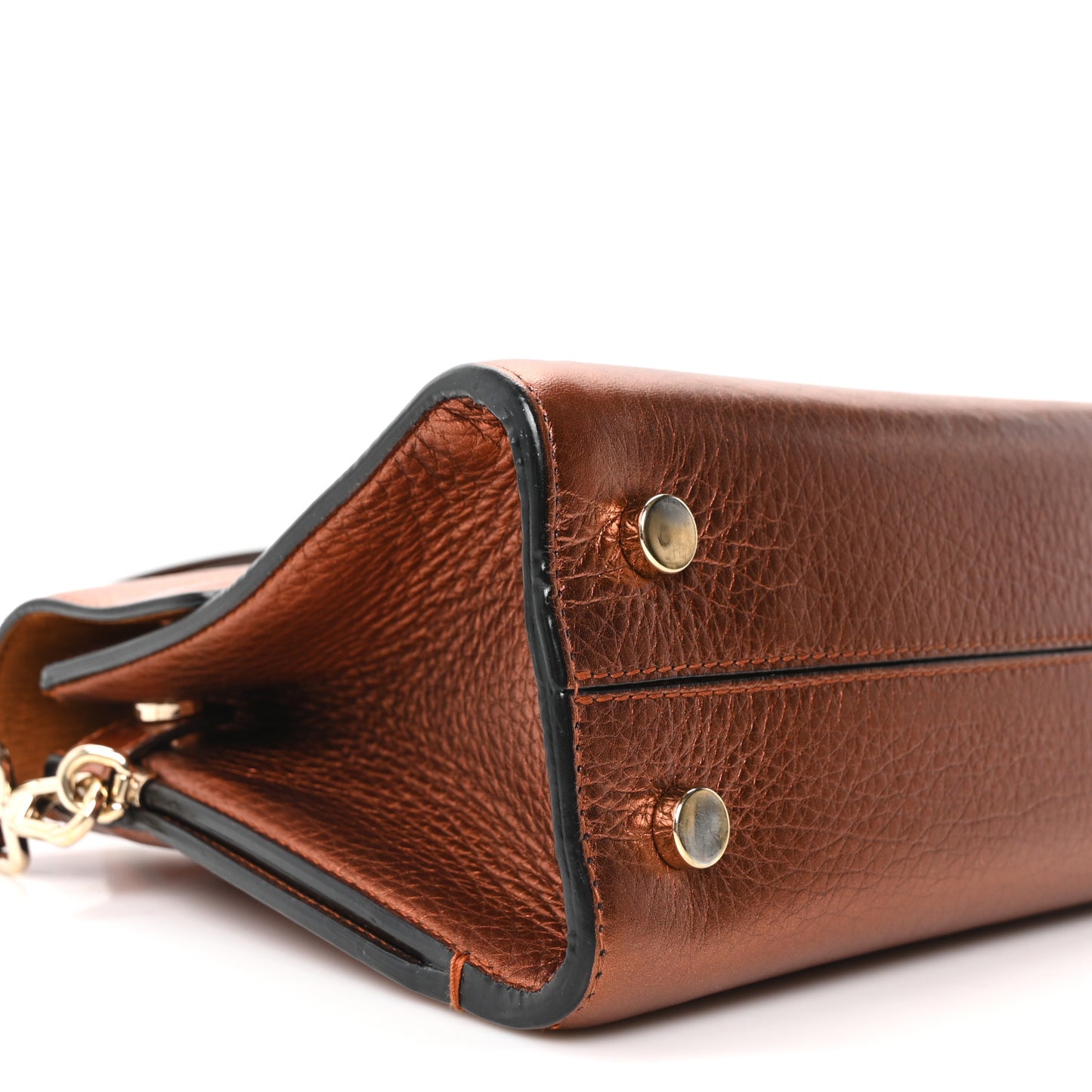 Metallic Grained Calfskin Mini Diorever Flap Orange