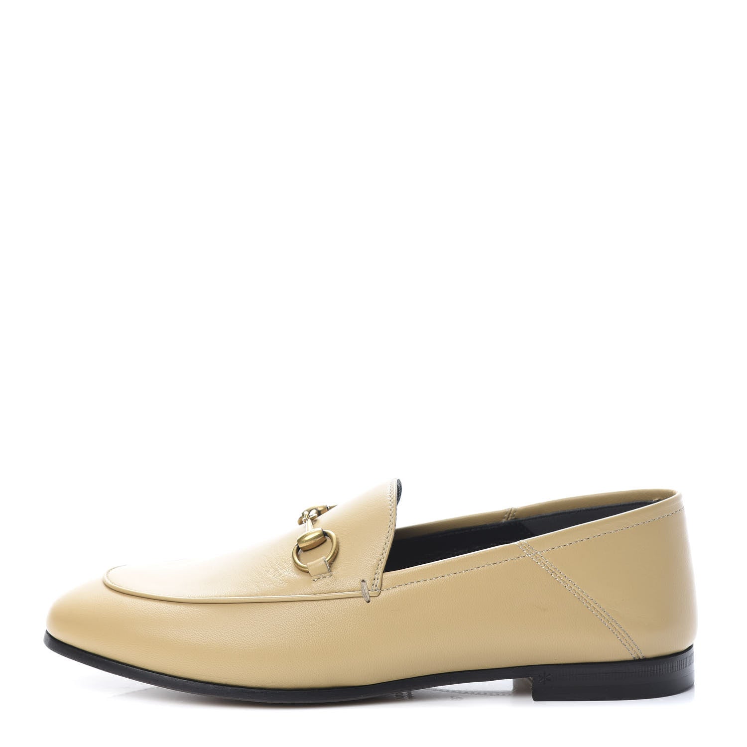 Gucci Lambskin Womens Brixton Horsebit Loafers 37 Wheat 1 of 8