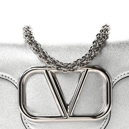 Valentino Garavani Laminated Calfskin Vlogo Small Loco Shoulder Bag Silver 6 of 8