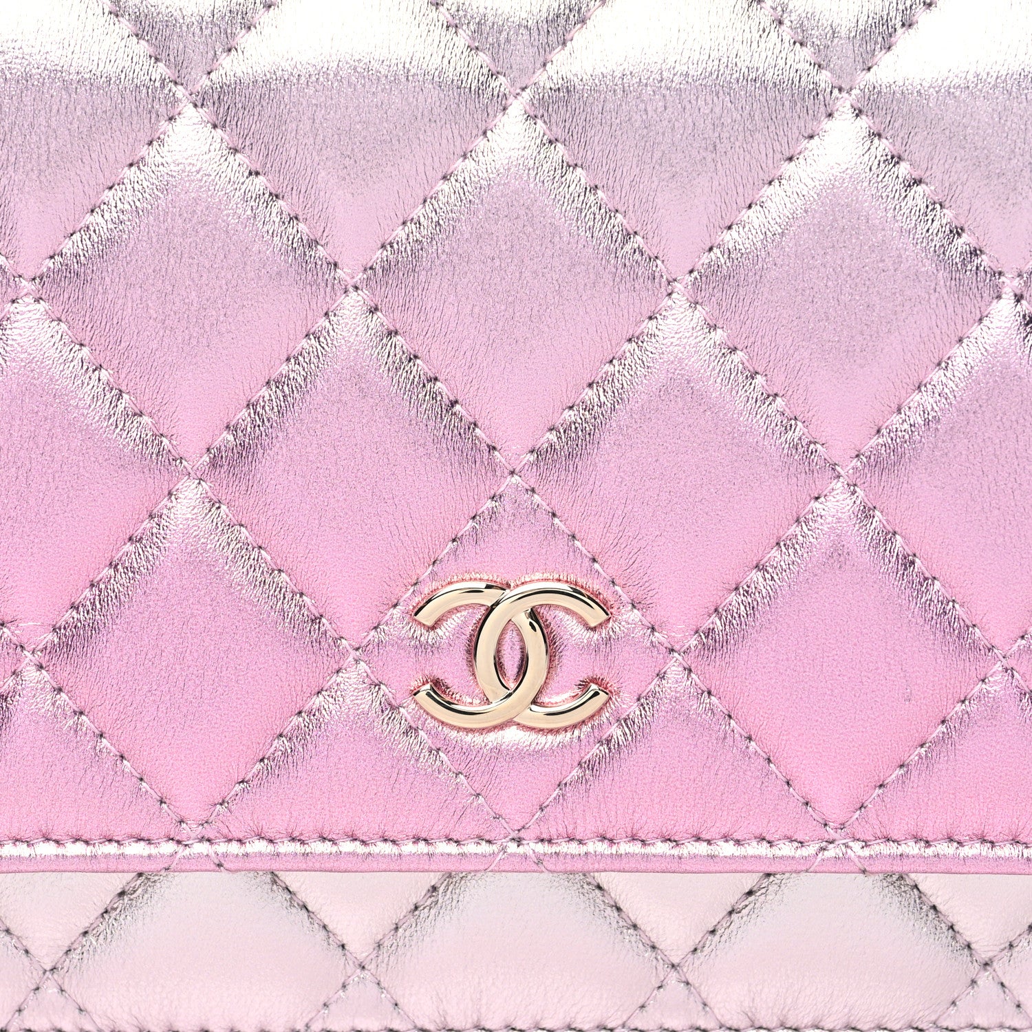 Chanel Gradient Metallic Lambskin Quilted Like A Wallet Wallet On Chain WOC Gold Pink 9 of 12
