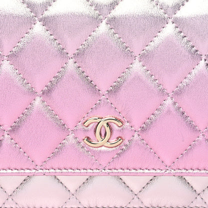 Chanel Gradient Metallic Lambskin Quilted Like A Wallet Wallet On Chain WOC Gold Pink 9 of 12