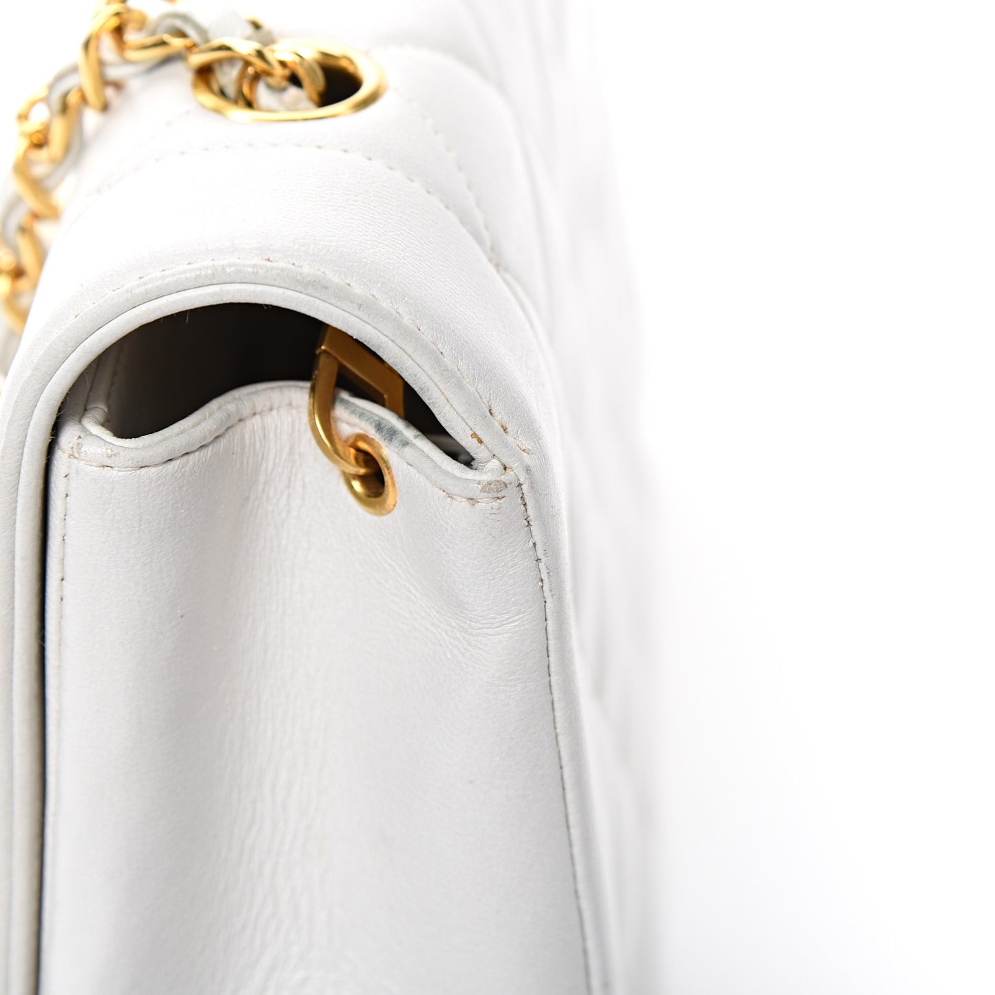 Lambskin Quilted Small Single Flap White