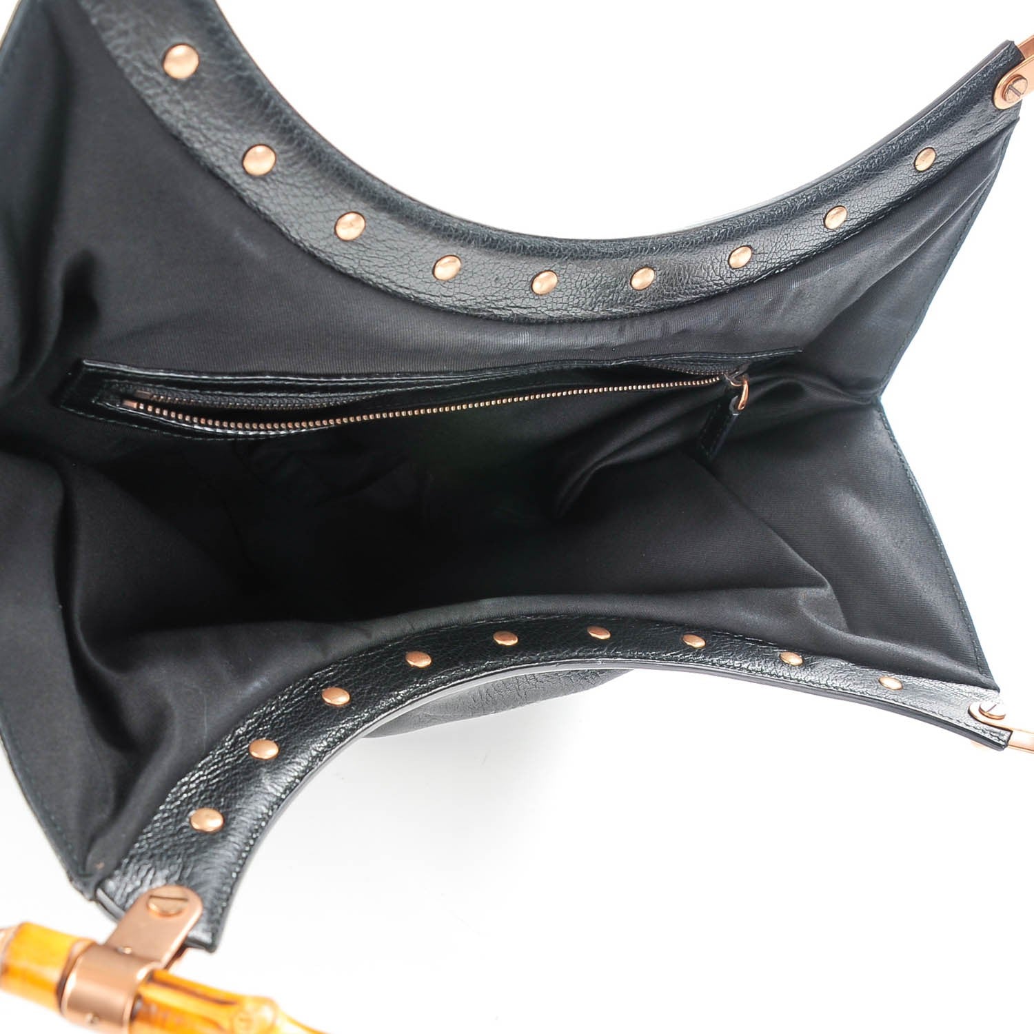 Gucci Calfskin Studded Bamboo Top Handle Shoulder Black 7 of 7