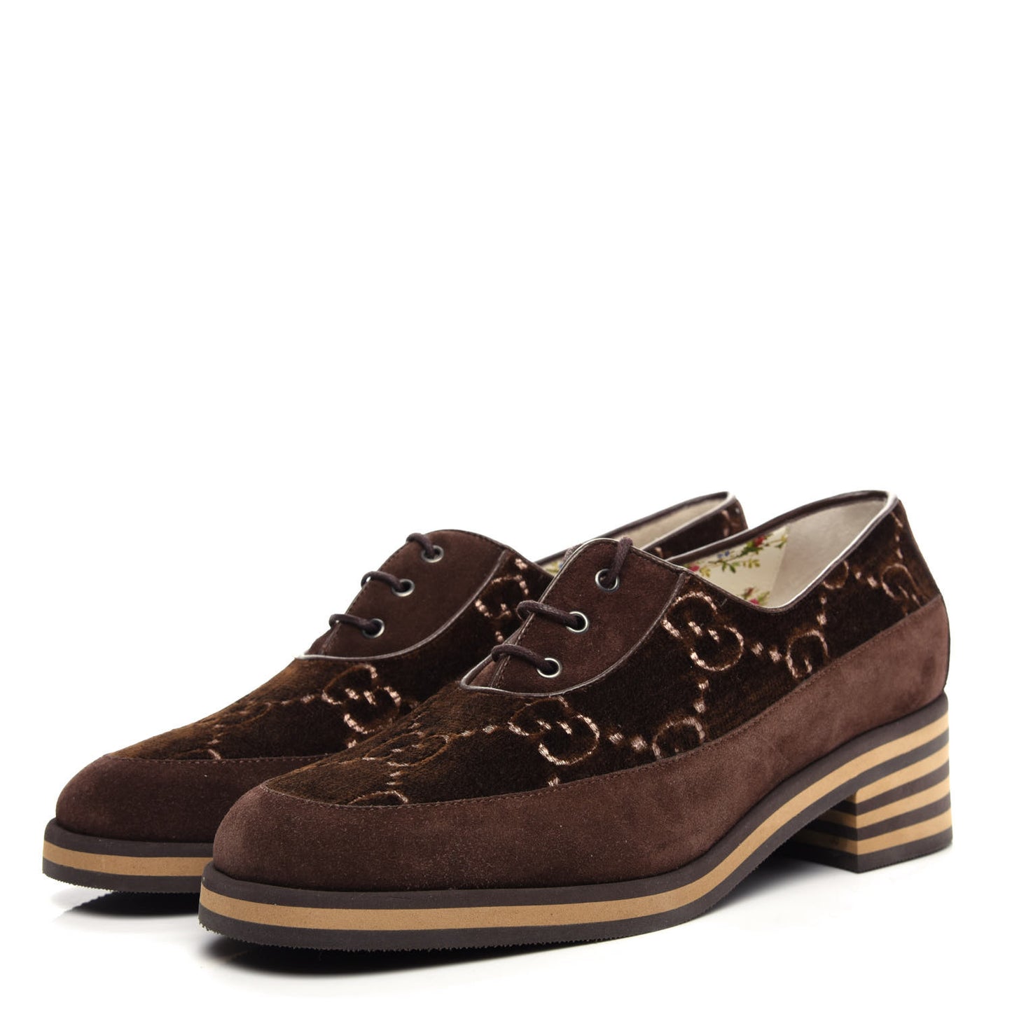 Velvet GG Monogram Thompson Derby Loafers 38 Vintage Cocoa Brown