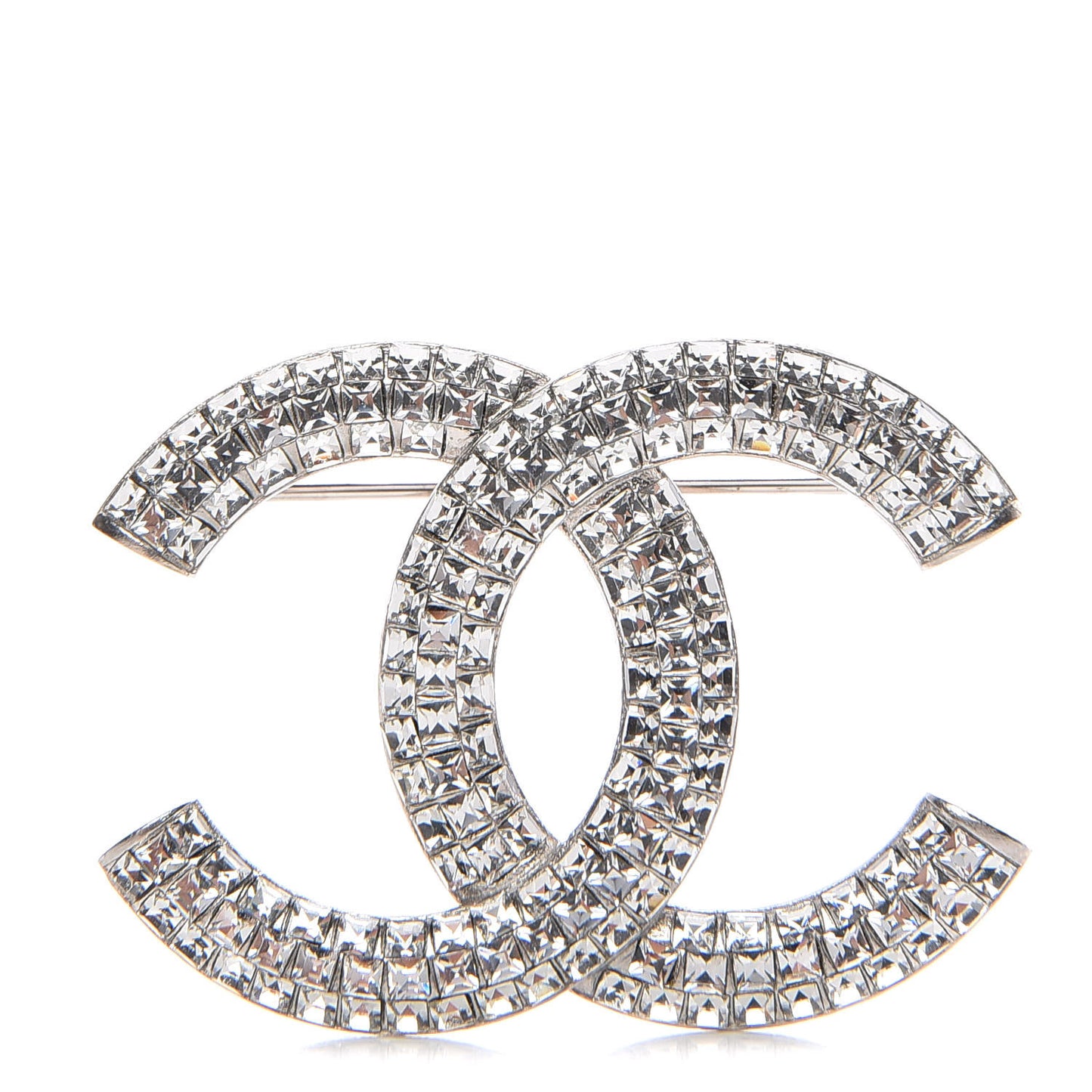 Baguette Crystal CC Brooch Silver