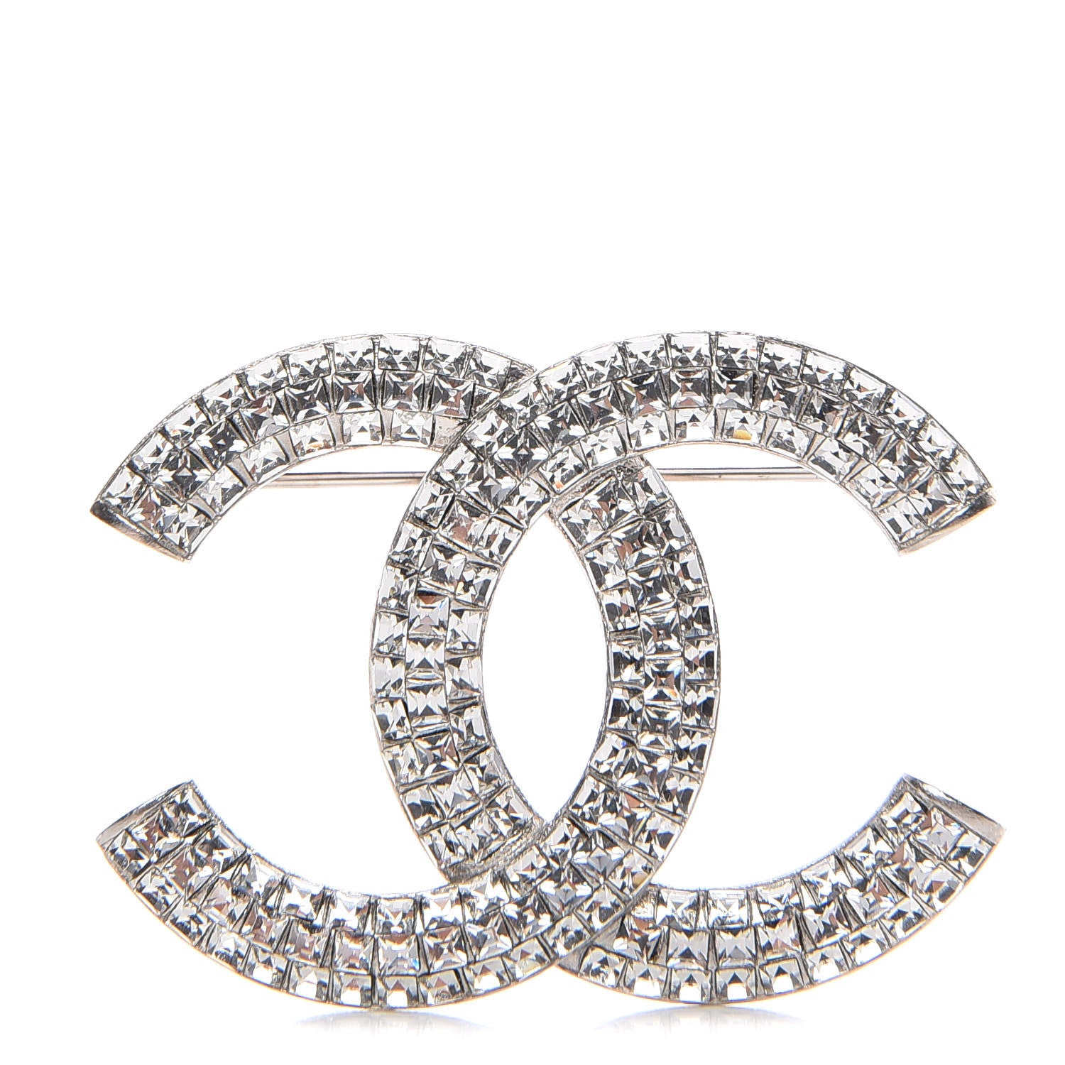 Chanel Baguette Crystal CC Brooch Silver 1 of 4