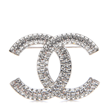 Chanel Baguette Crystal CC Brooch Silver 1 of 4