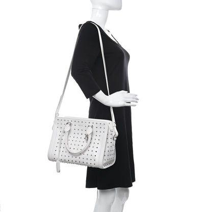 Alexander McQueen Calfskin Studded Padlock Tote White 2 of 14