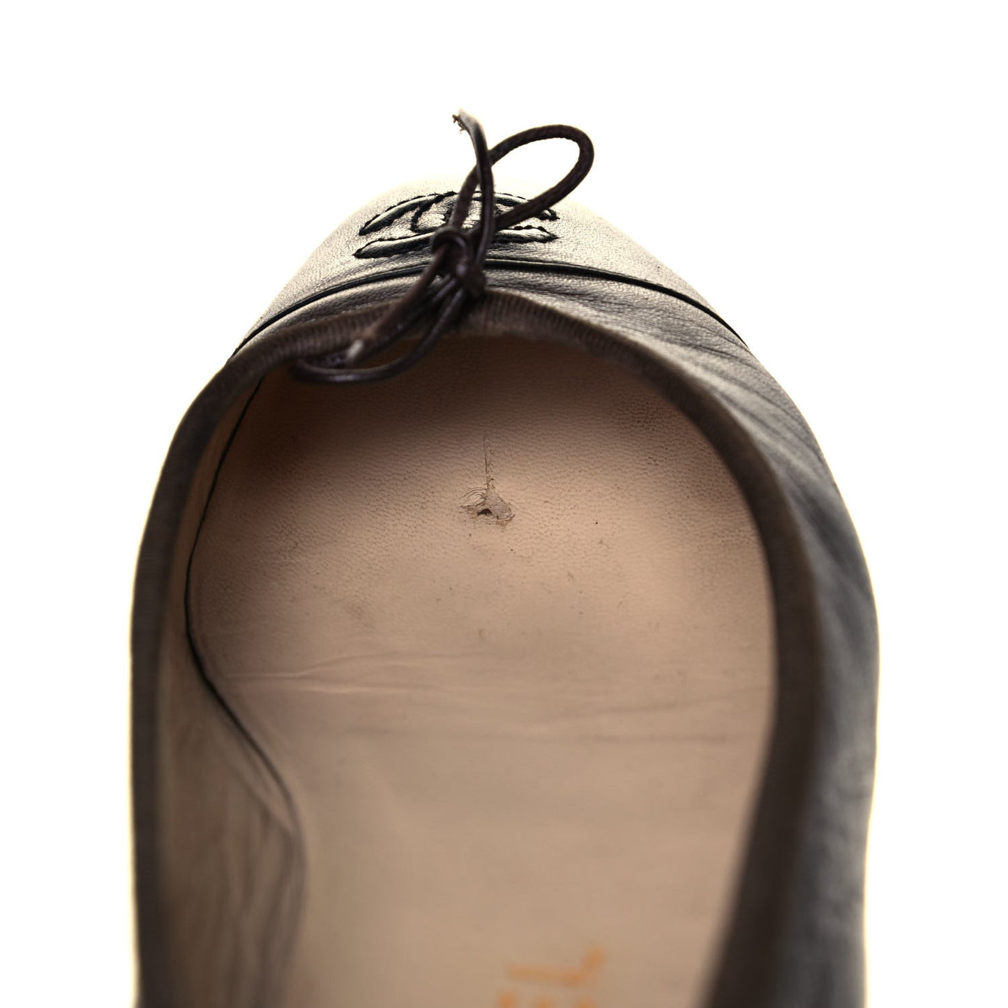 Lambskin Cap Toe Ballerina Flats 39.5 Black Brown