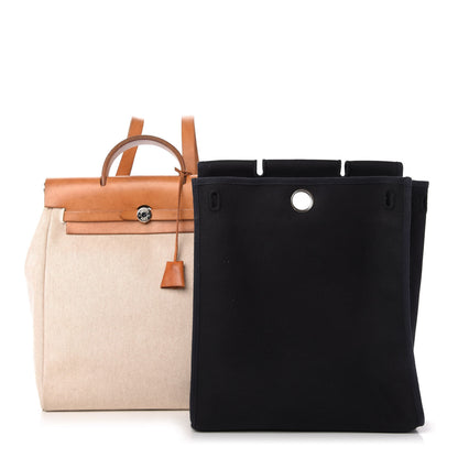 Hermes Toile Vache Calfskin Herbag 30 PM Backpack Natural 3 of 10