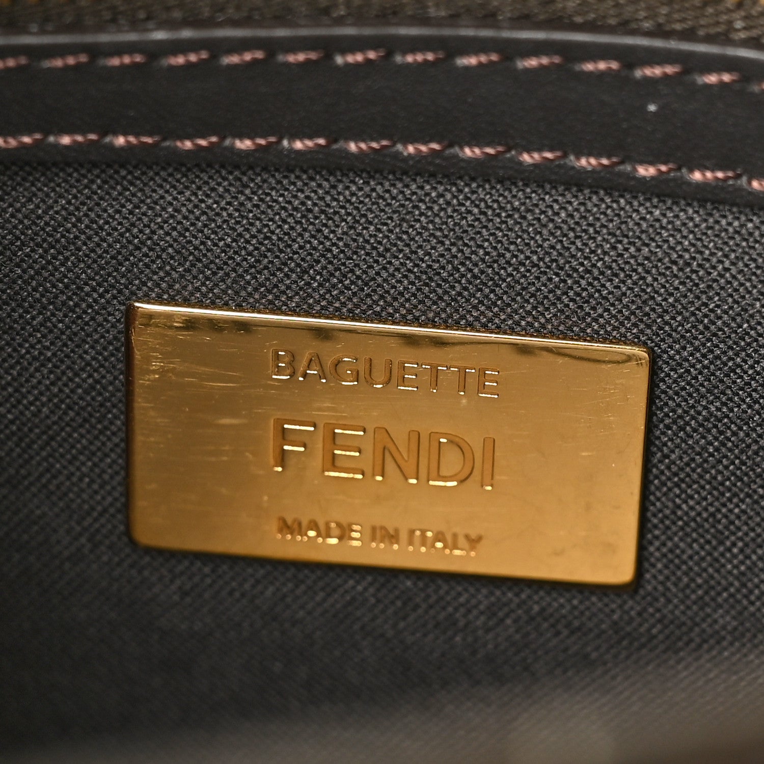 Fendi Fabric Jacquard Paillettes Vitello Seta FF 1974 Baguette Testa di Moro Real Ebano 6 of 10