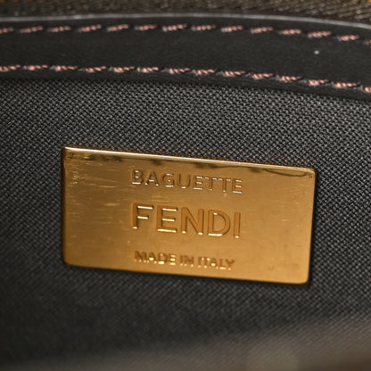 Fendi Fabric Jacquard Paillettes Vitello Seta FF 1974 Baguette Testa di Moro Real Ebano 6 of 10