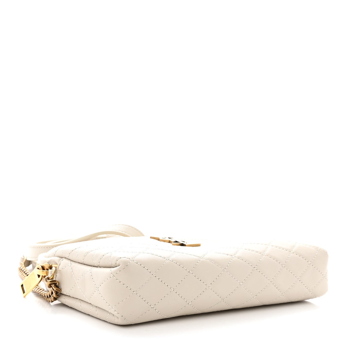 Lambskin Quilted Gaby Zipped Pouch Crema Soft