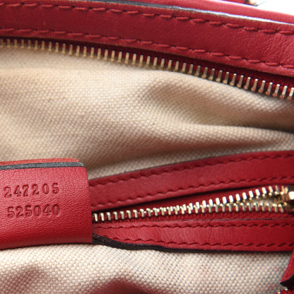 Gucci Calfskin Microguccissima Trim Medium Boston Raspberry Red 7 of 11