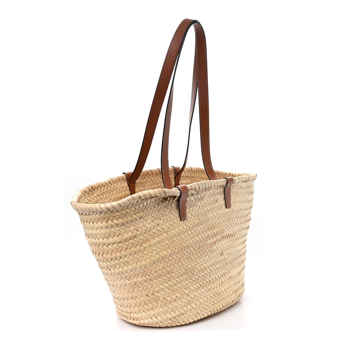 Raffia Calfskin Triomphe Medium Panier Tan