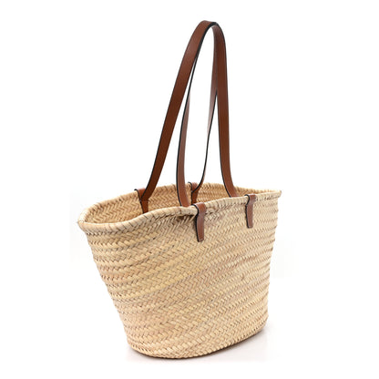 Celine Raffia Calfskin Triomphe Medium Panier Tan 3 of 11