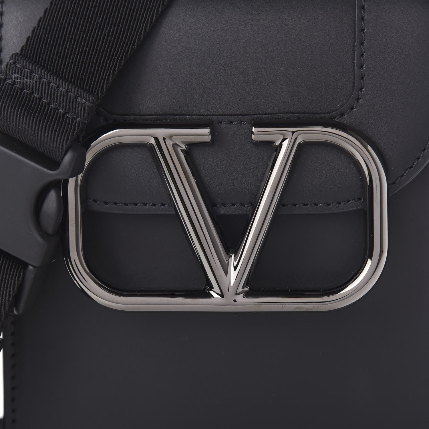 Valentino Garavani Smooth Calfskin Small VLogo Crossbody Bag Black 8 of 8
