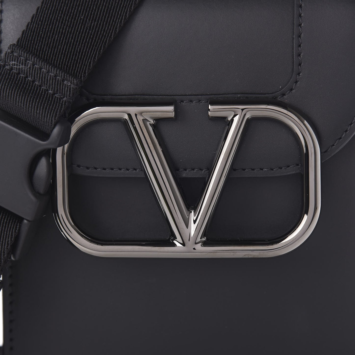 Smooth Calfskin Small VLogo Crossbody Bag Black