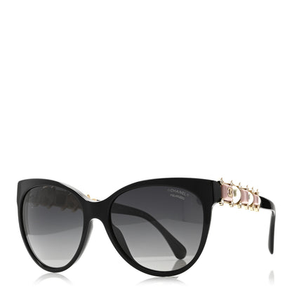 Chanel Crystal Pearl Polarized Cat Eye Sunglasses 5336-H-B Black Pink 1 of 7