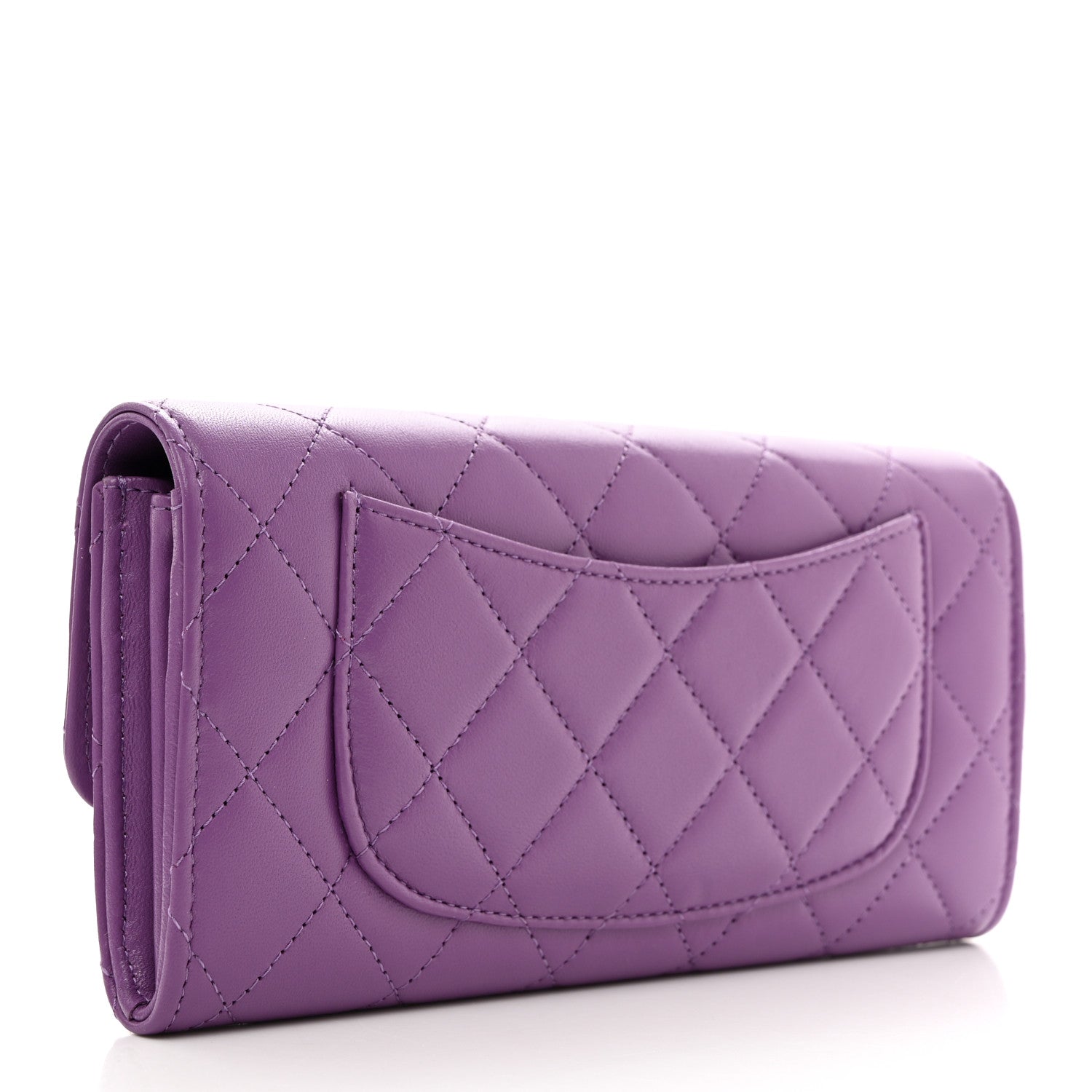 Chanel Lambskin Quilted Large Flap Wallet Purple 3 of 9