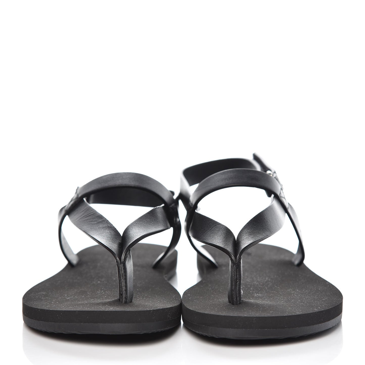Calfskin Rubber Tahiti Sandals 39 Black