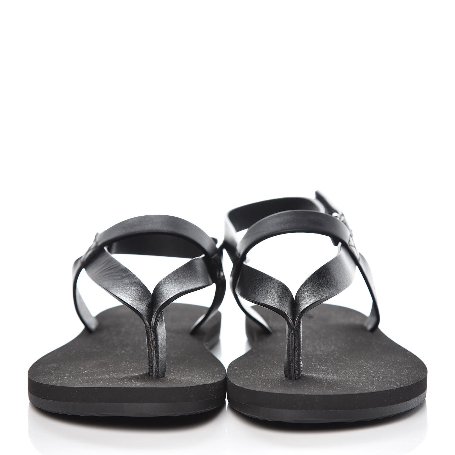 Hermes Calfskin Rubber Tahiti Sandals 39 Black 2 of 10