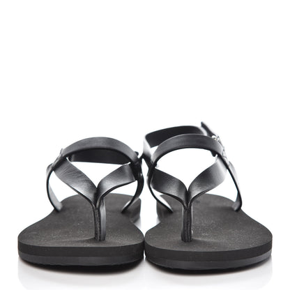 Hermes Calfskin Rubber Tahiti Sandals 39 Black 2 of 10