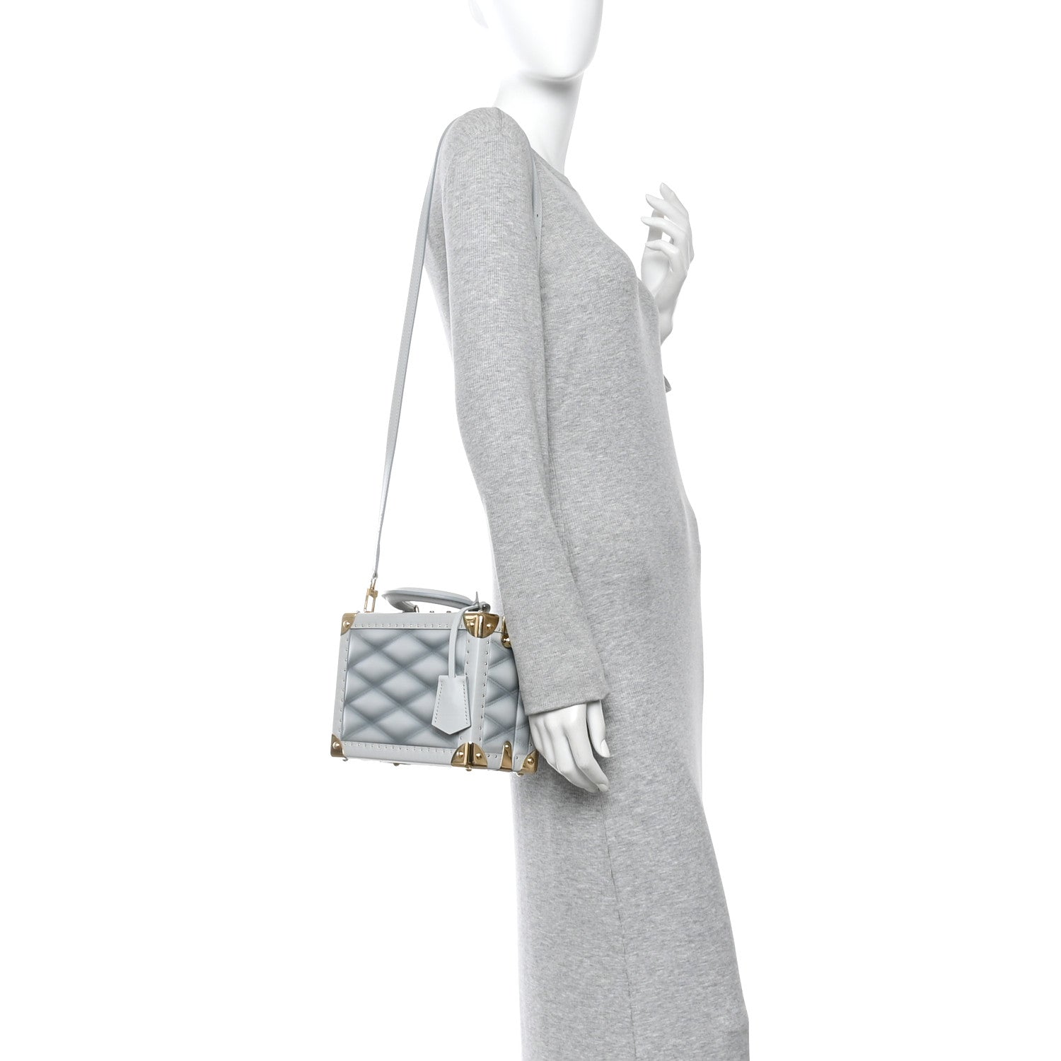 Louis Vuitton Lambskin Malletage Petite Valise Palazzo Ecume 2 of 9