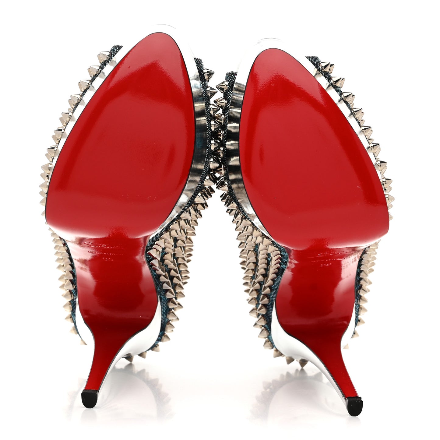 Lame Satin Lady Peep Spikes 150 Pumps 39 Turquoise Violet Silver