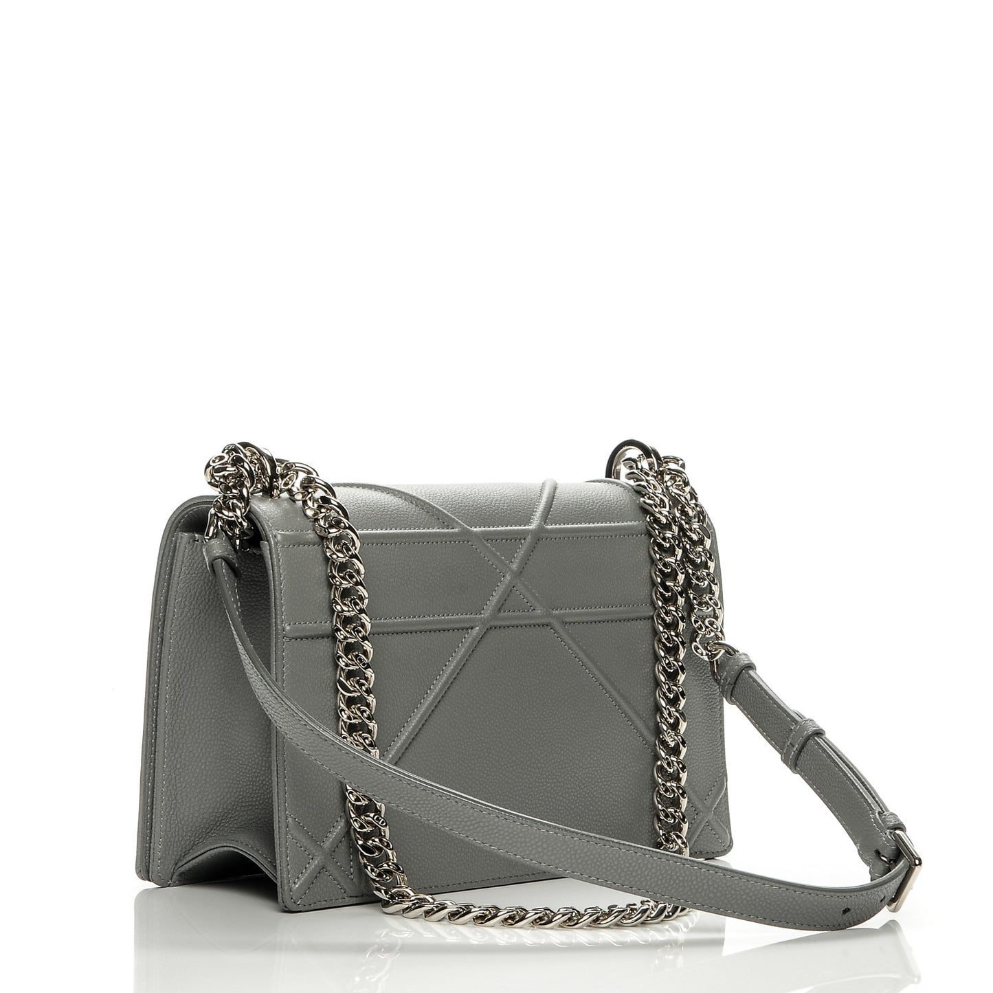 Grained Calfskin Medium Diorama Flap Bag Gris
