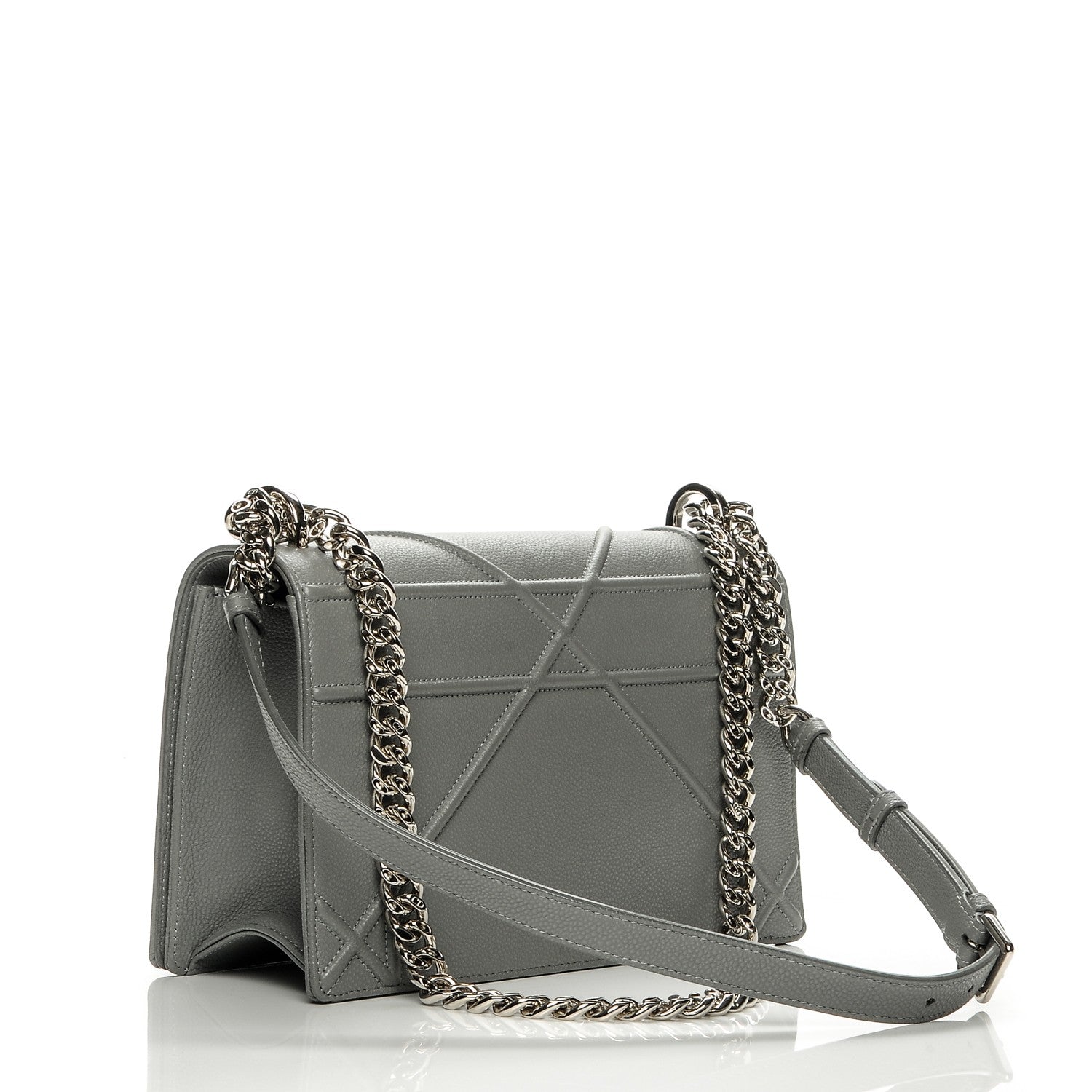 Christian Dior Grained Calfskin Medium Diorama Flap Bag Gris 3 of 7