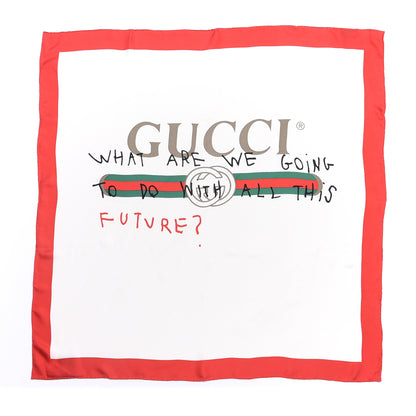 Gucci Silk Coco Capitán Logo Square Scarf White 1 of 4