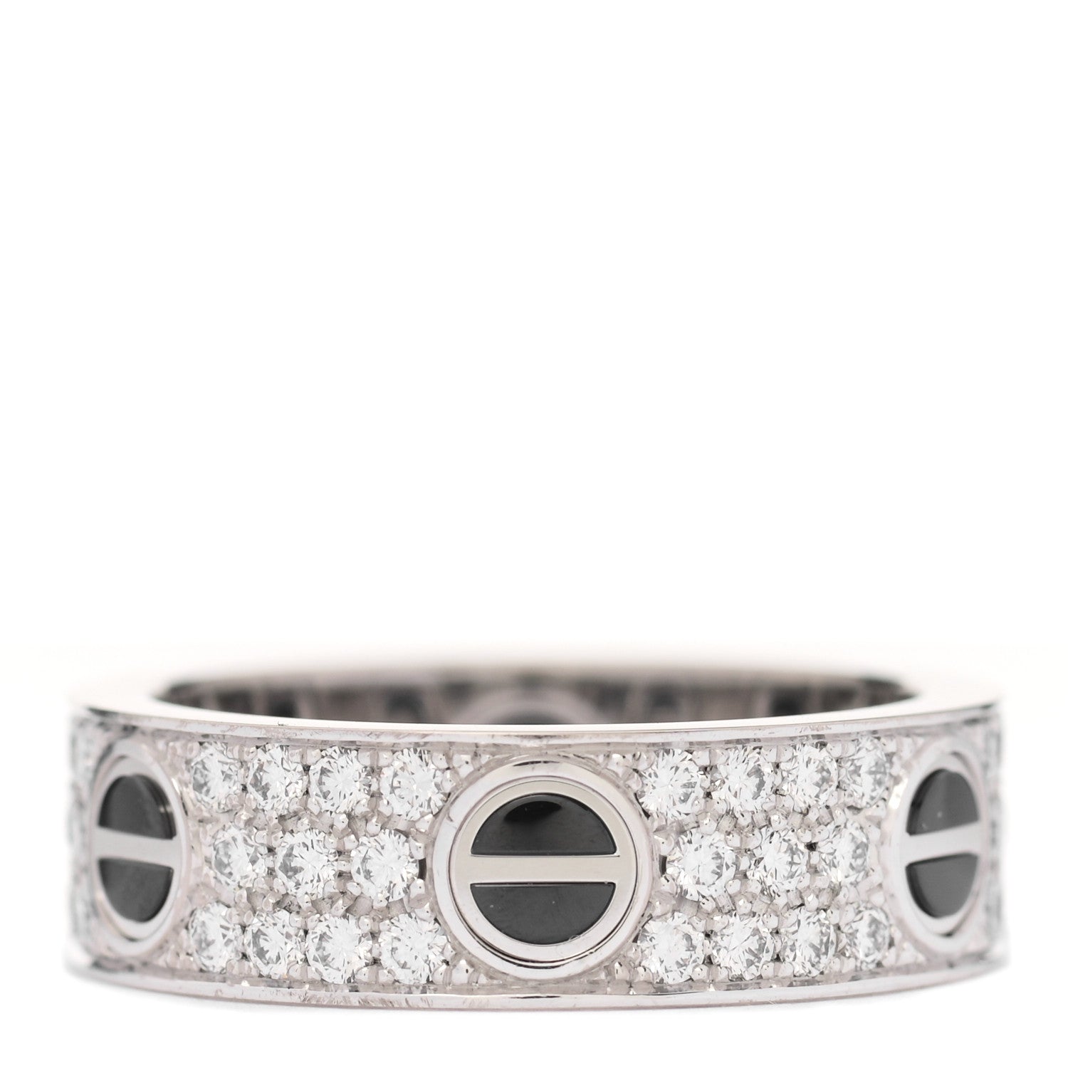Cartier 18K White Gold Diamond Ceramic LOVE Paved Ring 57 8 3 of 6