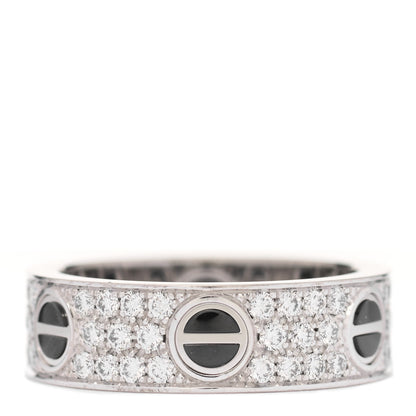 Cartier 18K White Gold Diamond Ceramic LOVE Paved Ring 57 8 3 of 6