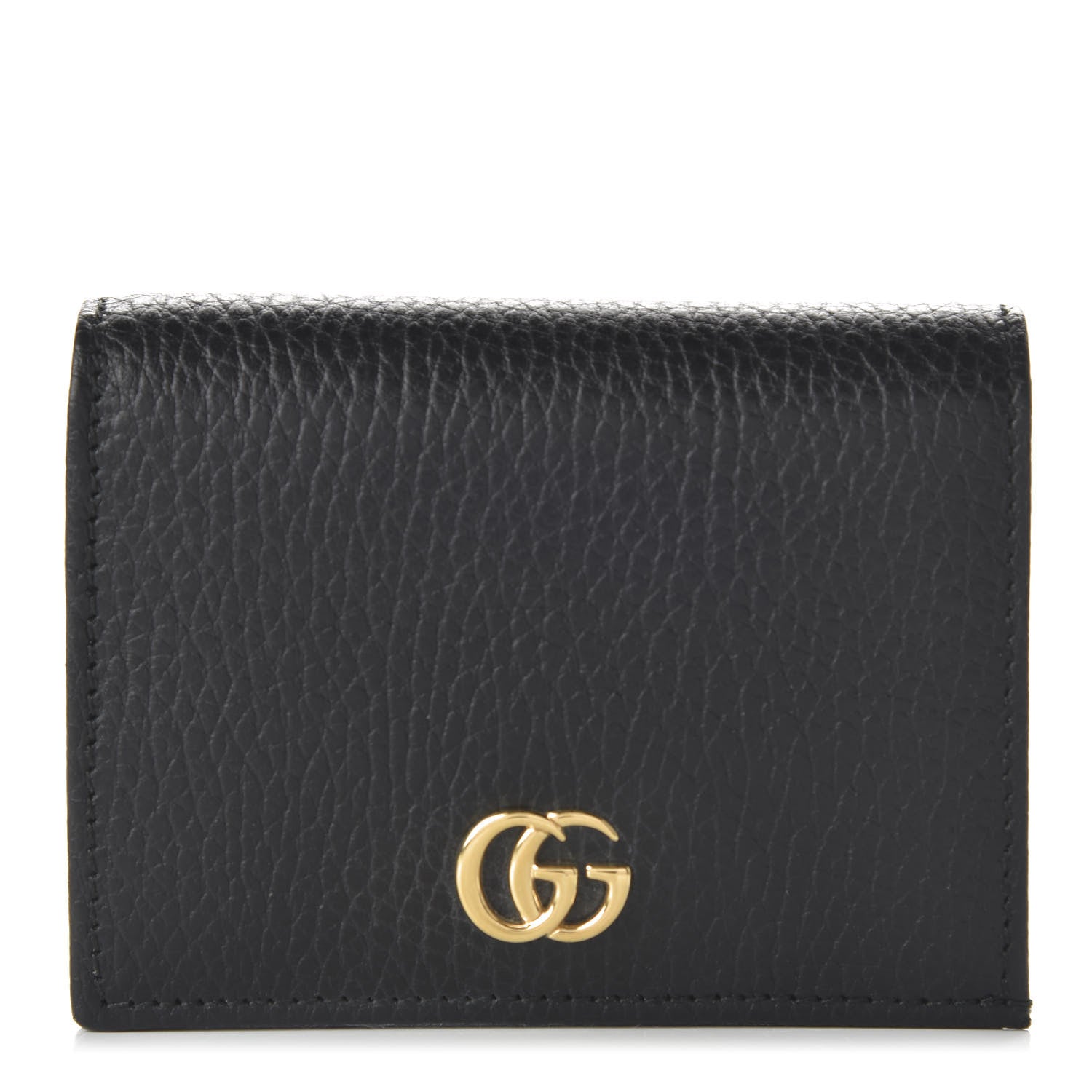 Gucci Pebbled Calfskin GG Marmont Card Case Black 1 of 9