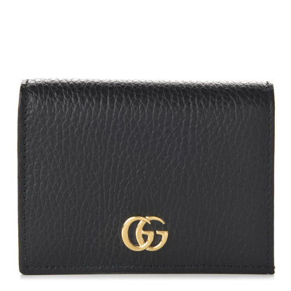 Gucci Pebbled Calfskin GG Marmont Card Case Black 1 of 9