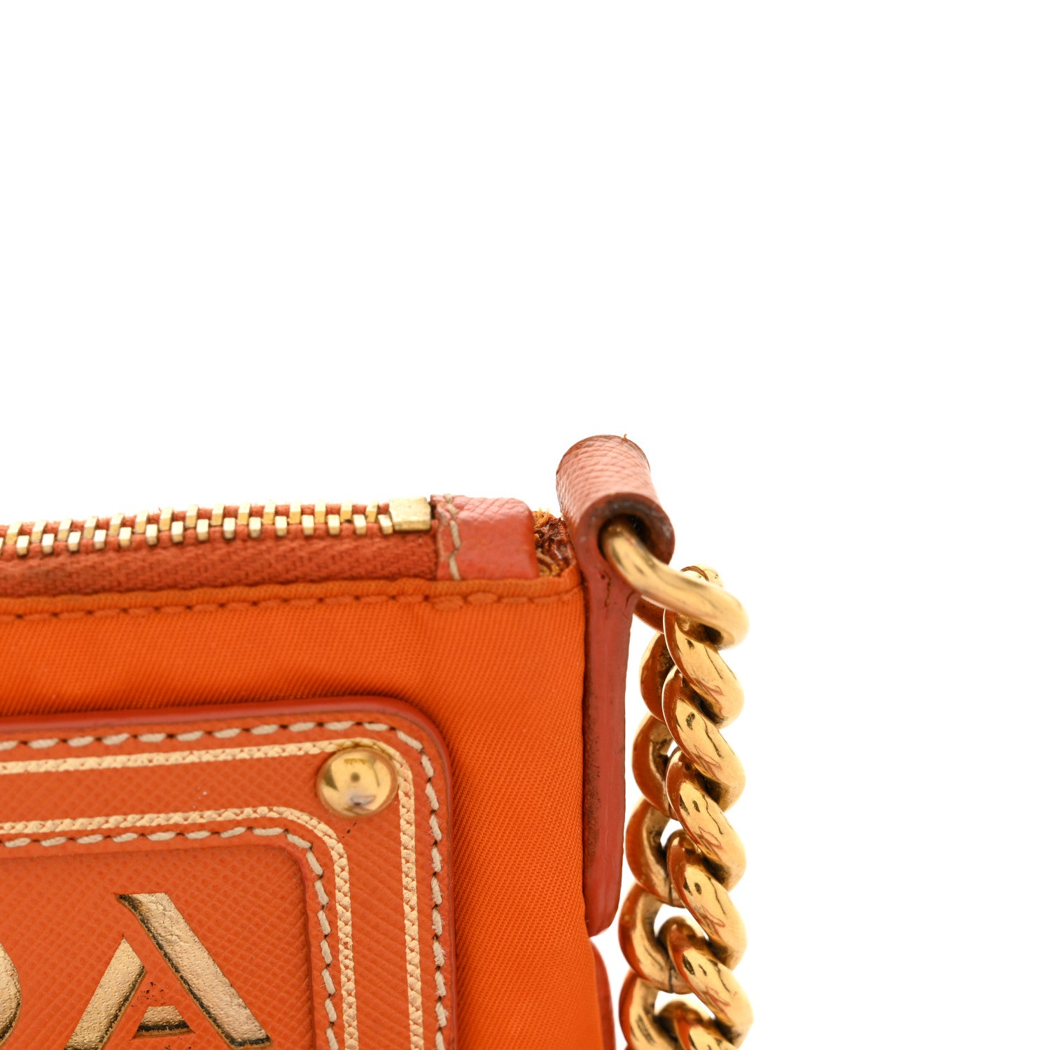 Prada Tessuto Nylon Saffiano Logo Crossbody Bag Orange 13 of 14