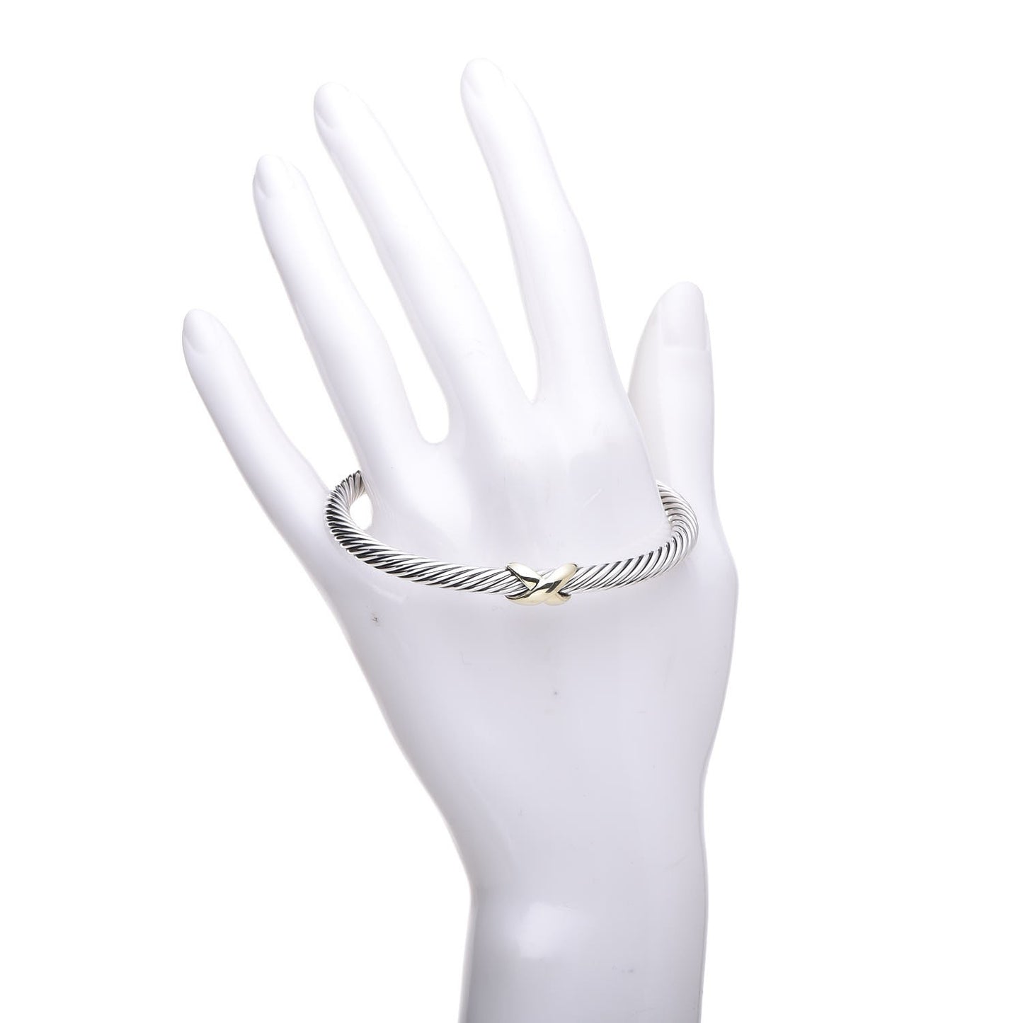 Sterling Silver 14K Yellow Gold 5mm X Station Cable Bracelet