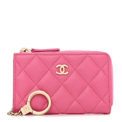 Chanel Caviar Quilted Zipped Key Holder Case Pink 1 of 8
