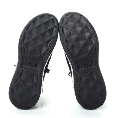 Chanel Suede Calfskin Velvet Grosgrain CC Sneakers 37.5 Black 6 of 11