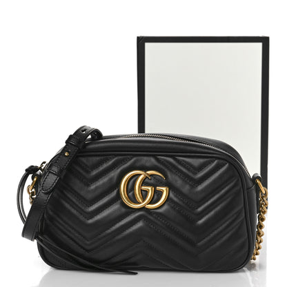 Gucci Calfskin Matelasse Small GG Marmont Chain Shoulder Bag Black 11 of 11