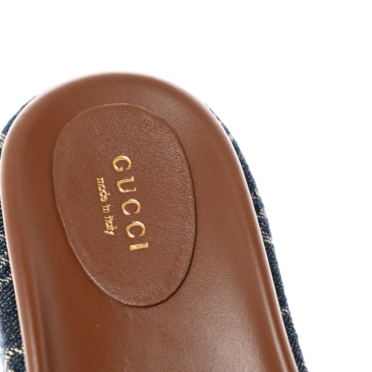 Gucci New Denim GG Monogram Angelina Platform 55mm Slide Sandals 37.5 Blue Tea 10 of 11
